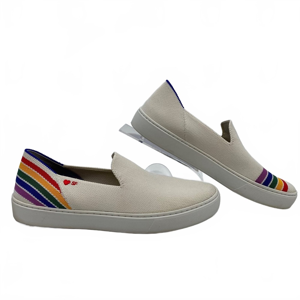Rothy’s White Rainbow Slip-On Sneakers | Women’s US 8